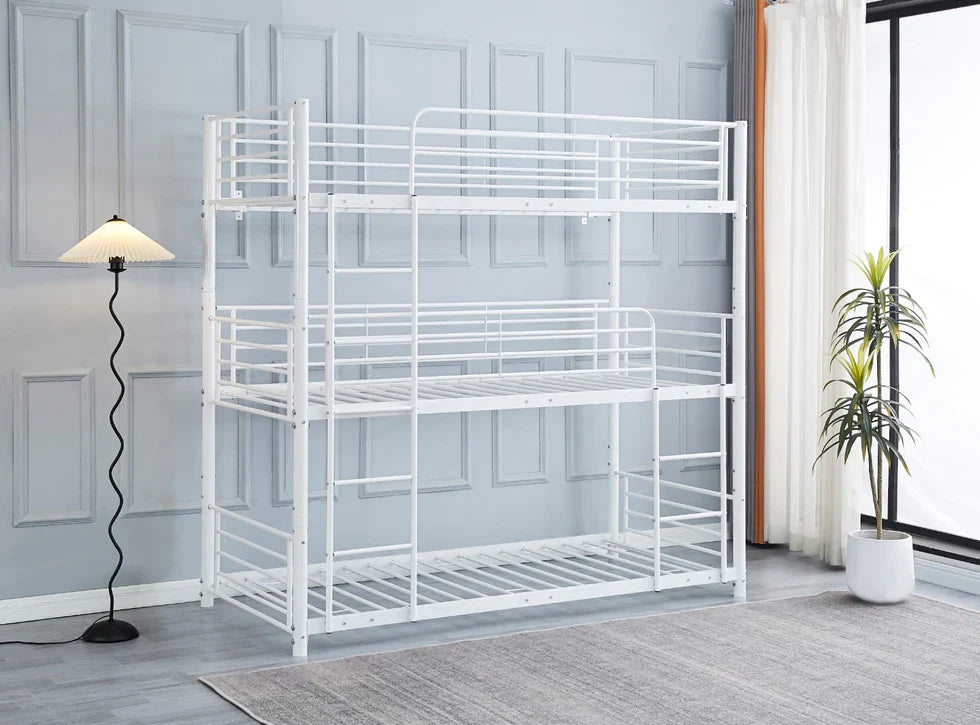 Lit superposé TRIO revêtement et sommier en acier 90 x 190 cm - Decora Home
