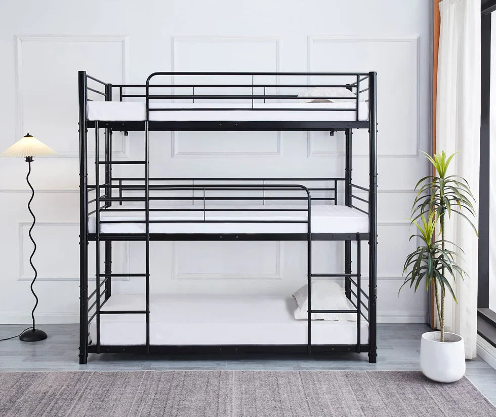 Lit superposé TRIO revêtement et sommier en acier 90 x 190 cm - Decora Home