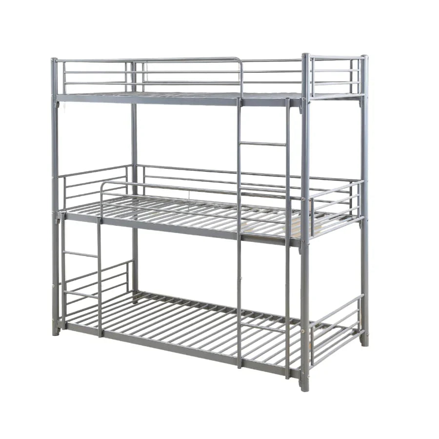 Lit superposé TRIO revêtement et sommier en acier 90 x 190 cm - Decora Home