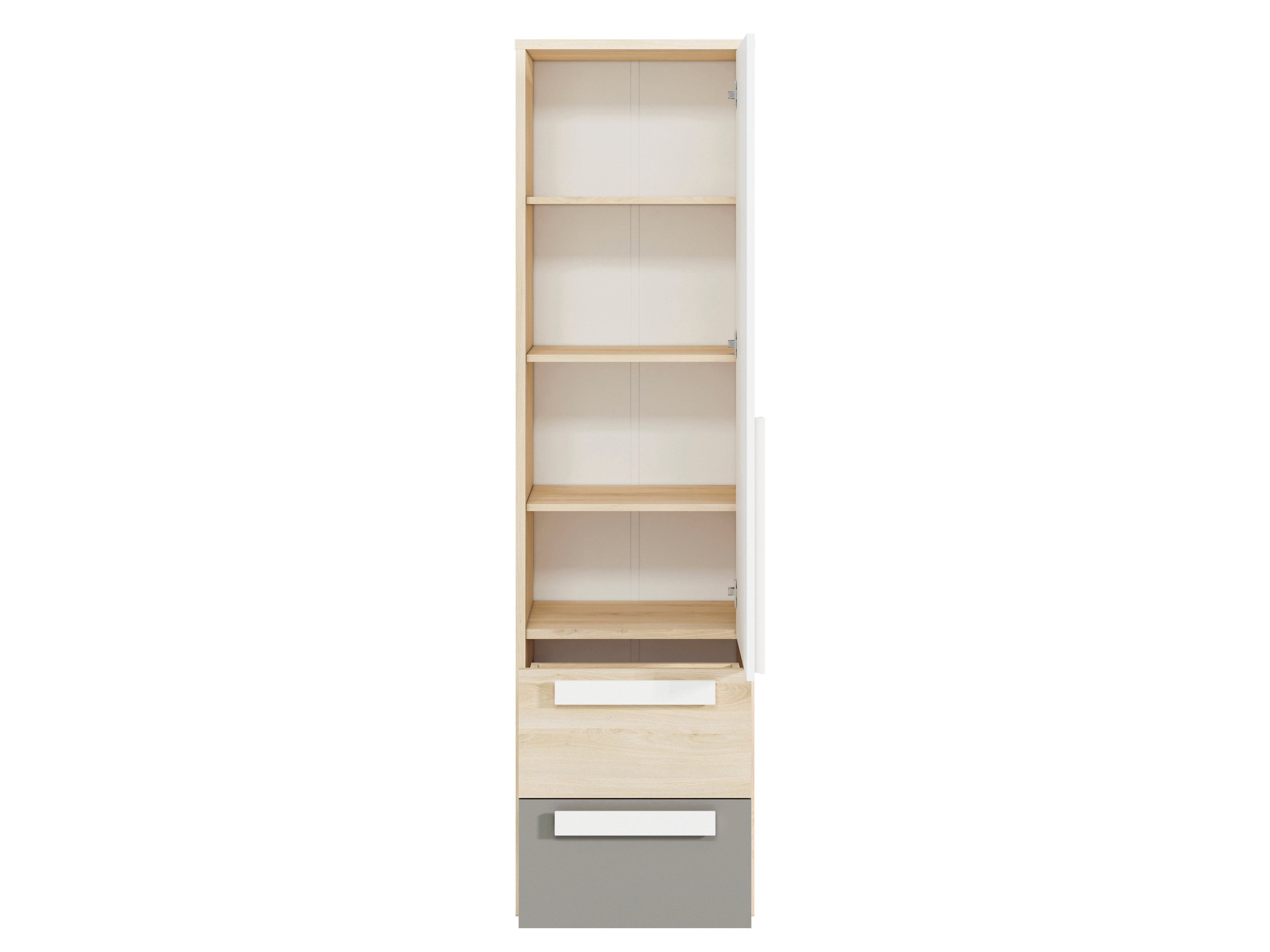 Chiffonnier d'Angle Moderne Hêtre Fjord + Blanc | Rangement Fonctionnel avec Tiroirs Renforcés | Design Contemporain et Résistant - Decora Home