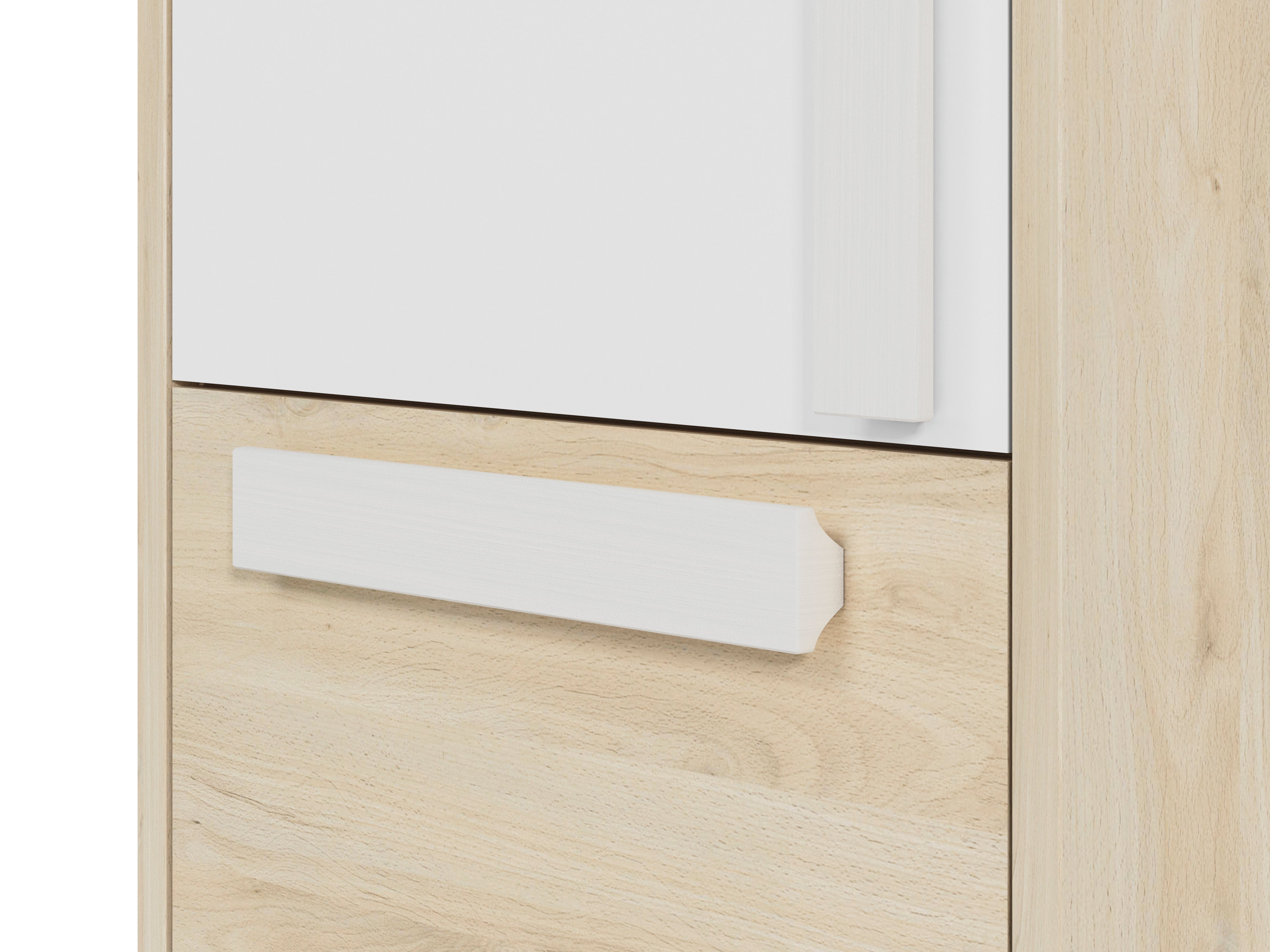Chiffonnier d'Angle Moderne Hêtre Fjord + Blanc | Rangement Fonctionnel avec Tiroirs Renforcés | Design Contemporain et Résistant - Decora Home