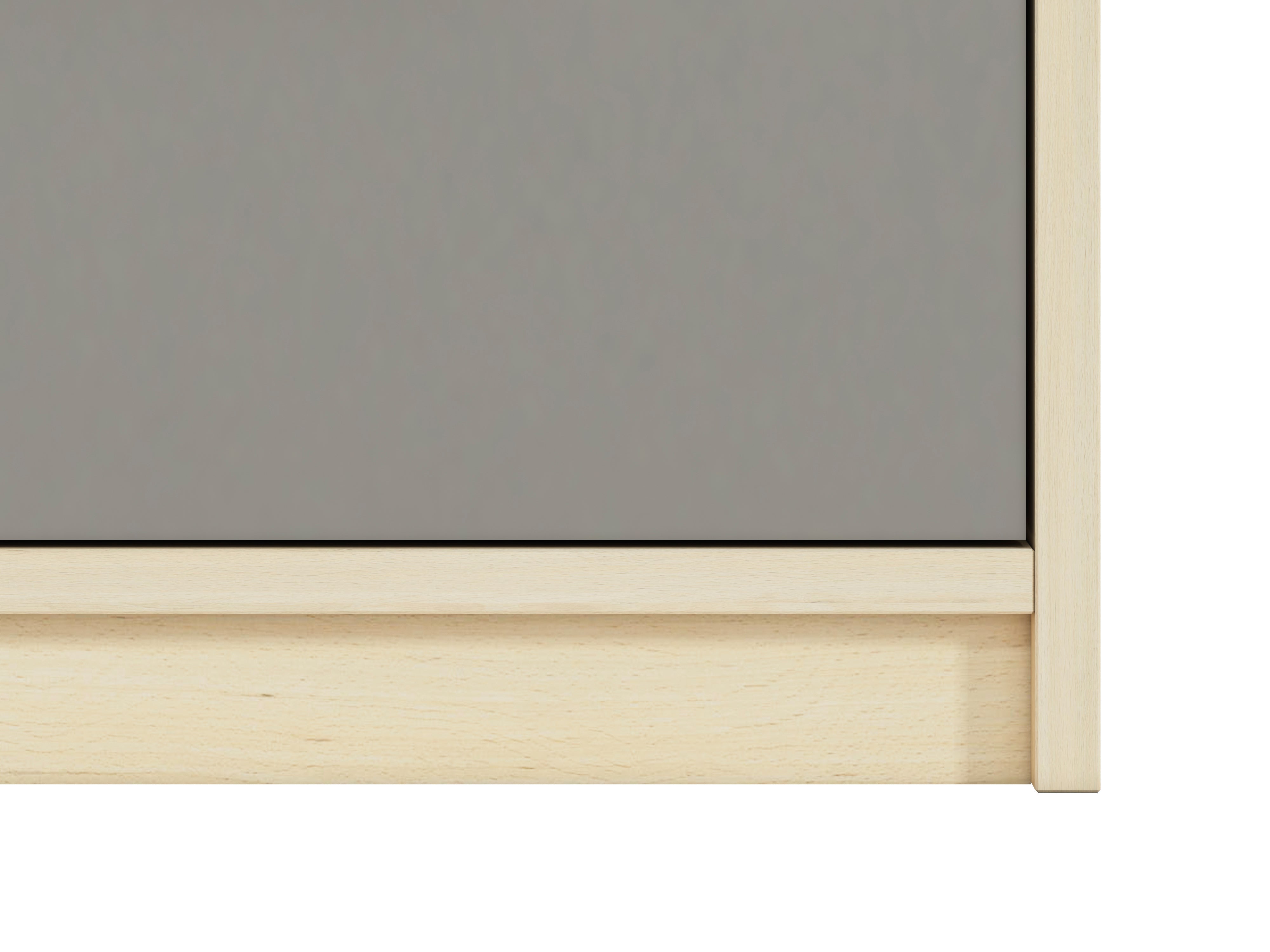 Commode, Buffet, Buffet contemporain avec tiroirs et portes en Hêtre Fjord, Blanc et Gris Platine – Rangement élégant et pratique - Decora Home