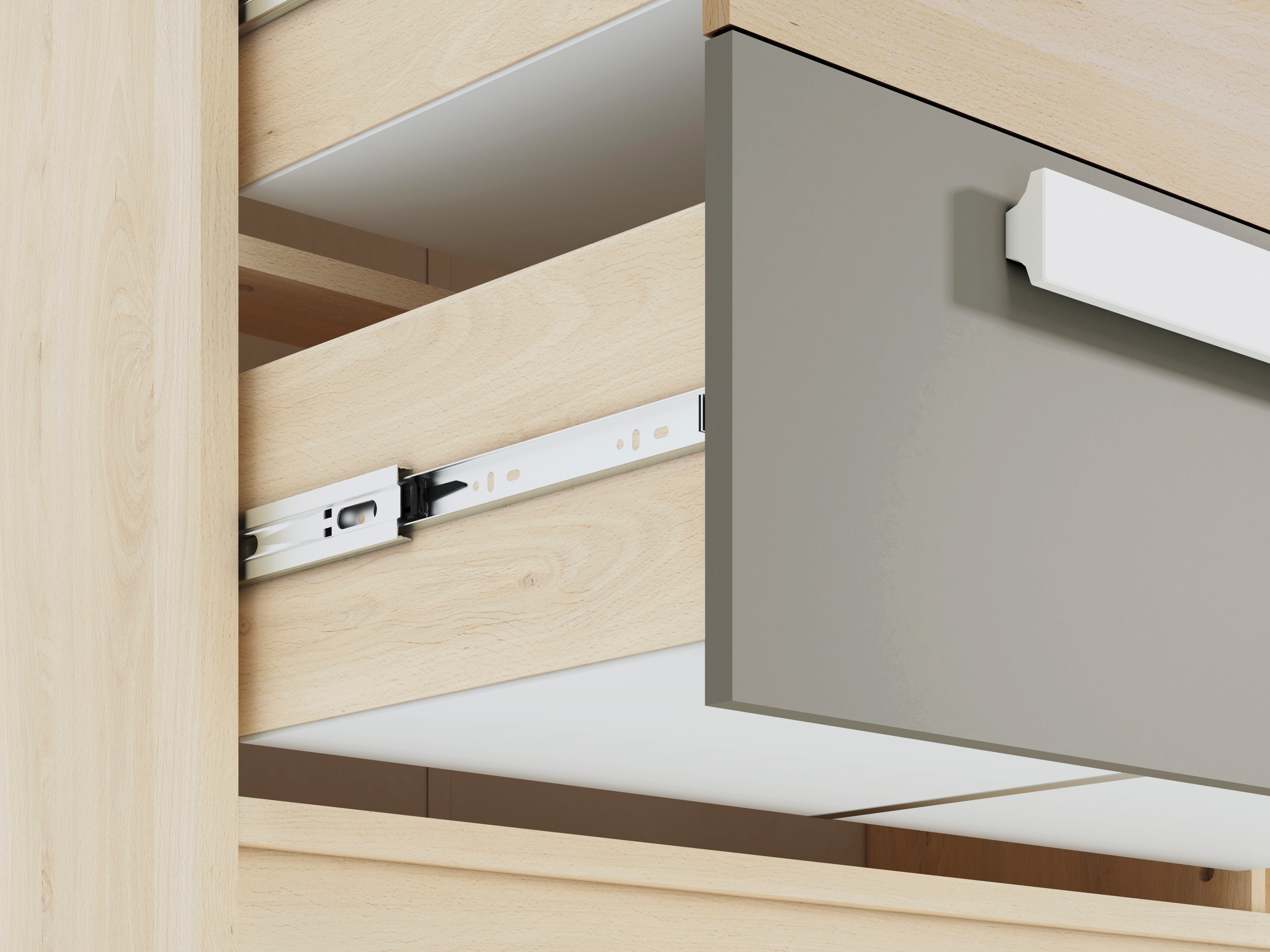 Commode, Buffet, Buffet moderne en Hêtre Fjord et Blanc avec tiroirs renforcés - Design élégant et rangement optimisé - Decora Home