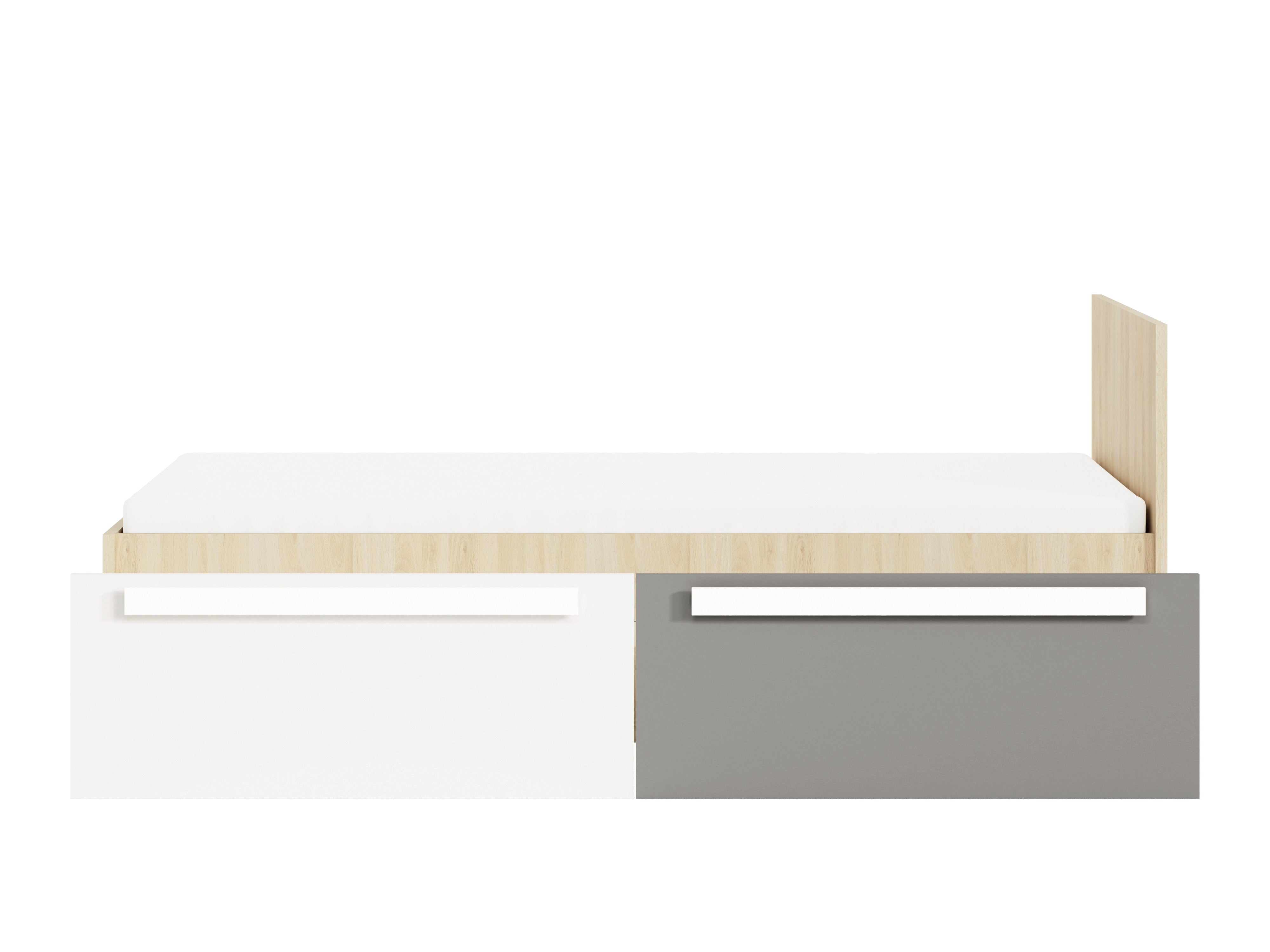 Lit contemporain Hêtre Fjord + Blanc, cadre solide avec bordure ABS et finition résistante|Offre Spéciale|Decora Home