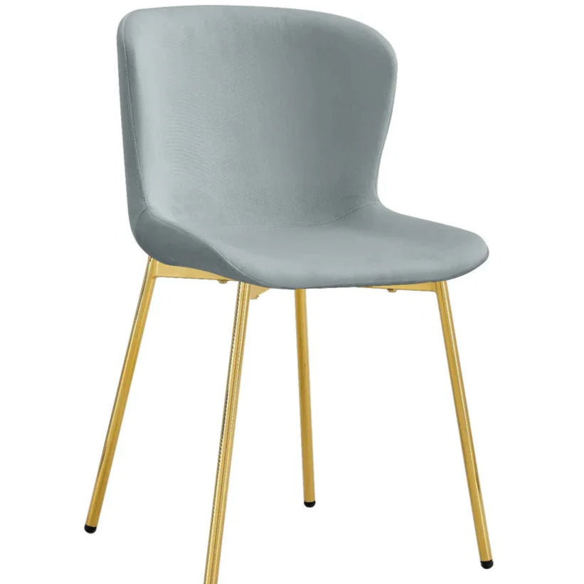 Lot de 4 chaises de bureau ELEN – Velours gris & structure en acier doré - Decora Home