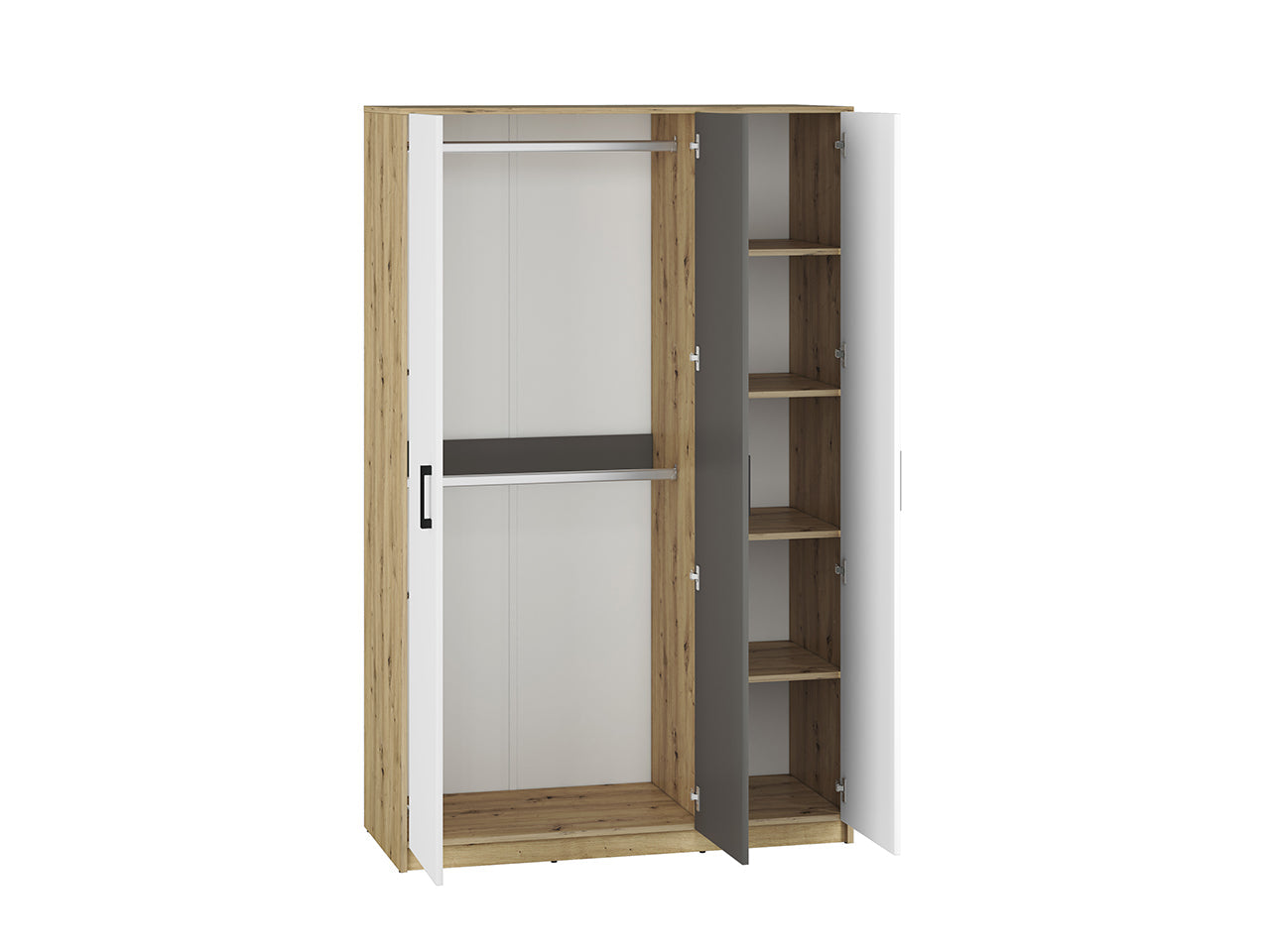 Armoire en Chêne Artisan et MDF Blanc + Anthracite avec Bordure ABS - Decora Home