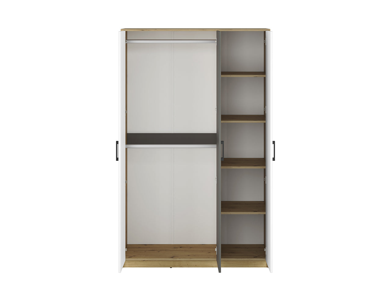 Armoire en Chêne Artisan et MDF Blanc + Anthracite avec Bordure ABS - Decora Home