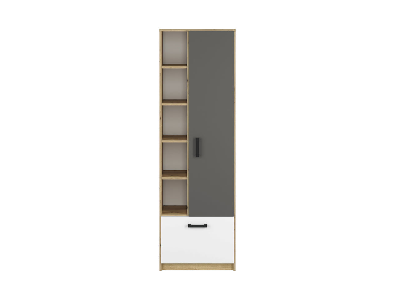 Armoire Moderne en Chêne Artisan et MDF Blanc + Anthracite avec Bordure ABS - Résistante à l'Humidité et aux Rayures - Decora Home