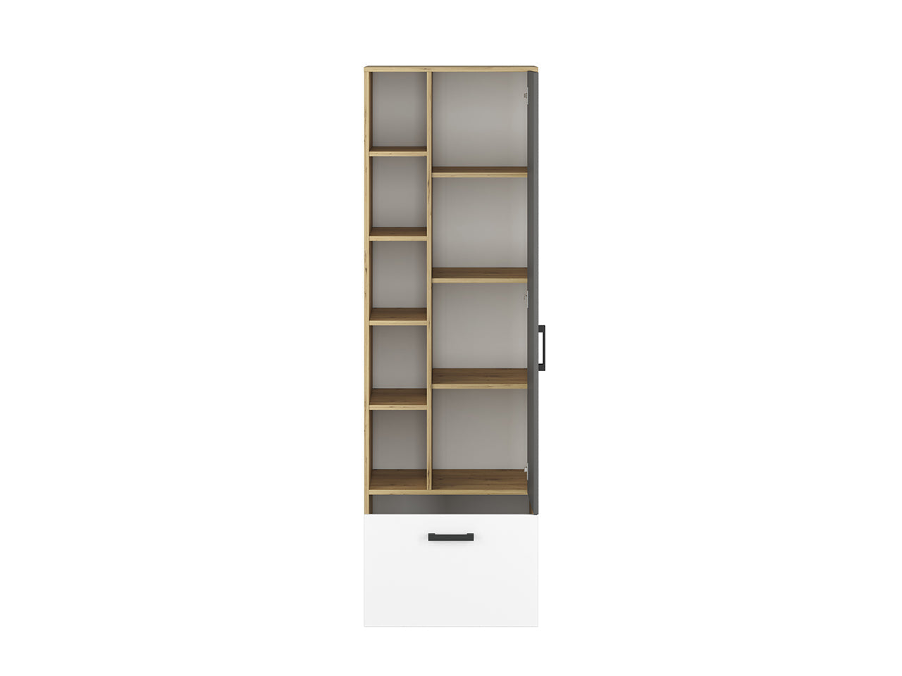 Armoire Moderne en Chêne Artisan et MDF Blanc + Anthracite avec Bordure ABS - Résistante à l'Humidité et aux Rayures - Decora Home