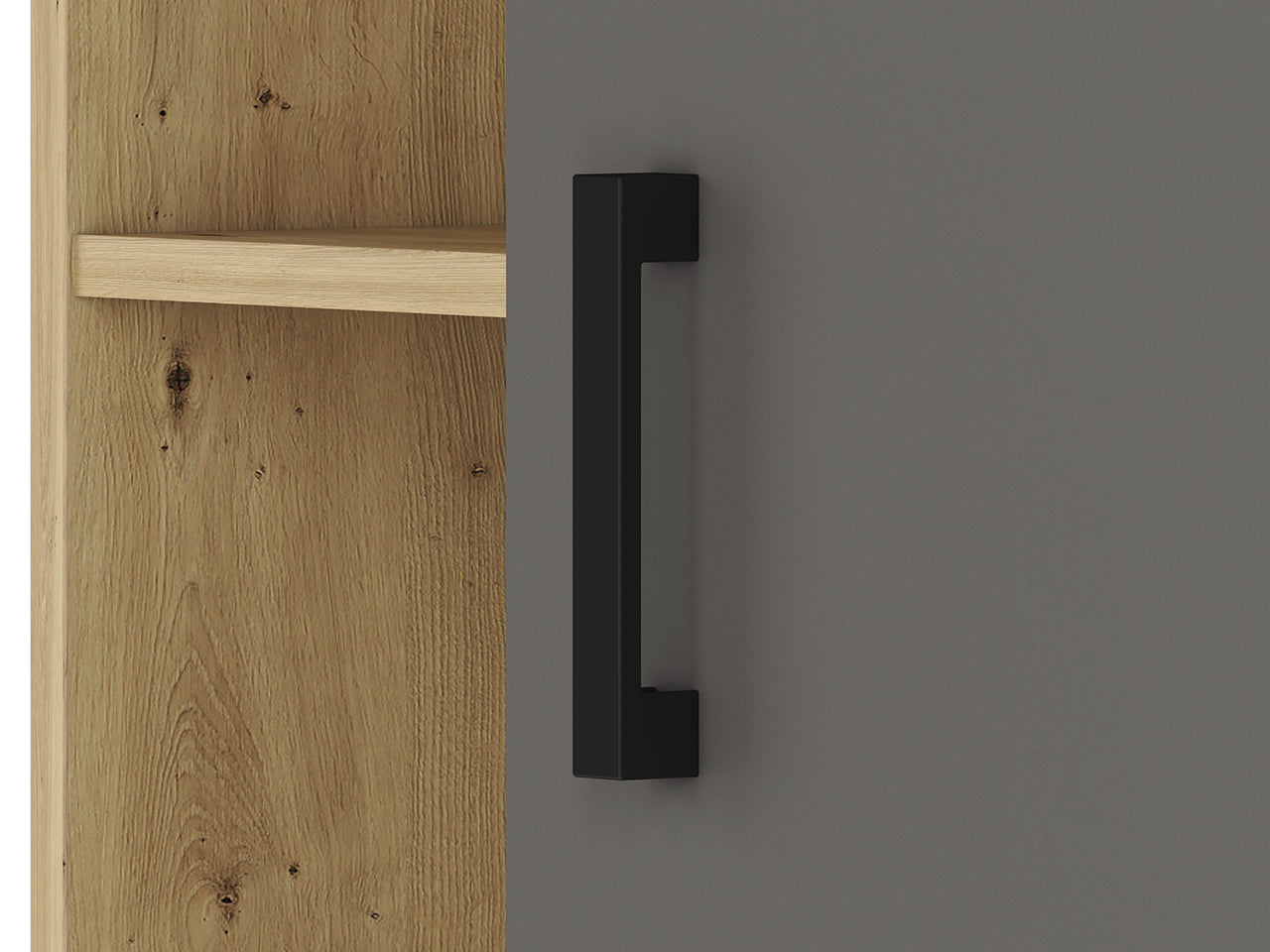 Armoire Moderne en Chêne Artisan et MDF Blanc + Anthracite avec Bordure ABS - Résistante à l'Humidité et aux Rayures - Decora Home