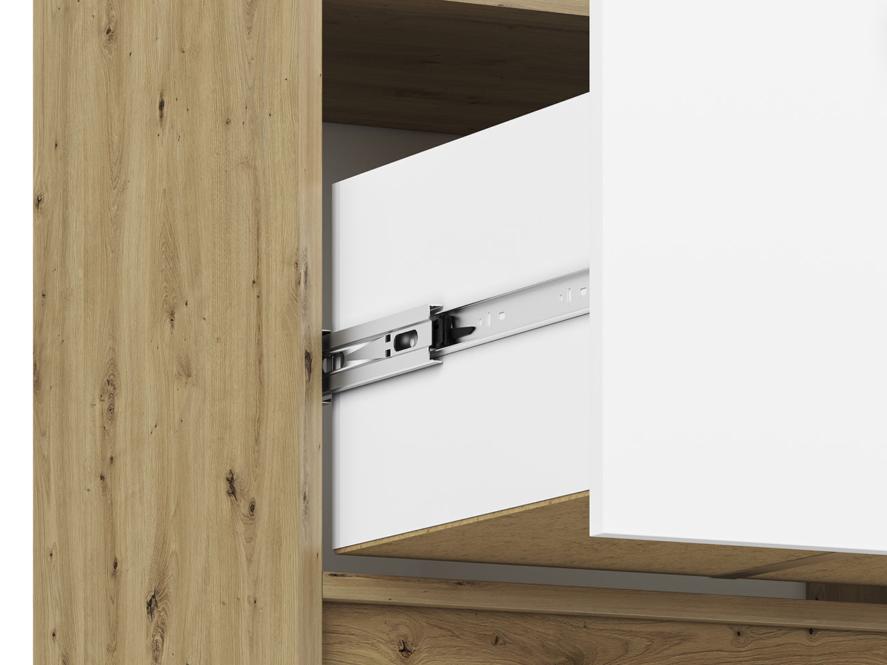 Armoire Moderne en Chêne Artisan et MDF Blanc + Anthracite avec Bordure ABS - Résistante à l'Humidité et aux Rayures - Decora Home