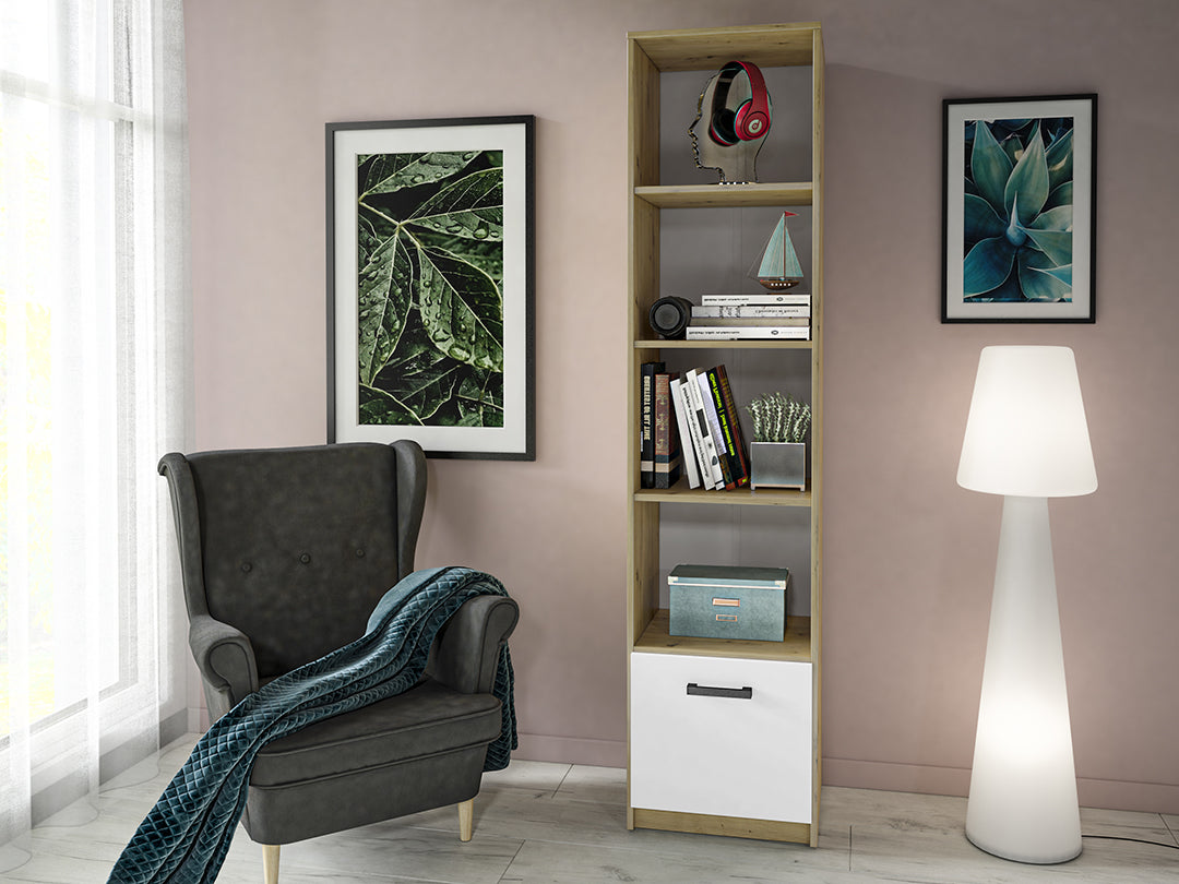 Étagère Murale Moderne en Chêne Artisan et MDF Blanc avec Bordure ABS Résistante aux Rayures, à l'Humidité et aux Températures Élevées|Dernières pièces|Decora Home