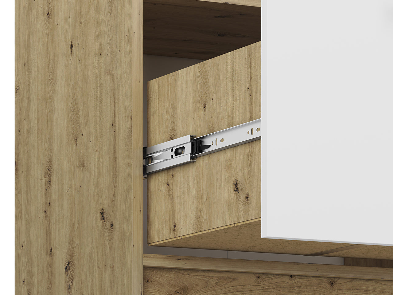 Étagère Murale Moderne en Chêne Artisan et MDF Blanc + Anthracite avec Bordure ABS - Decora Home