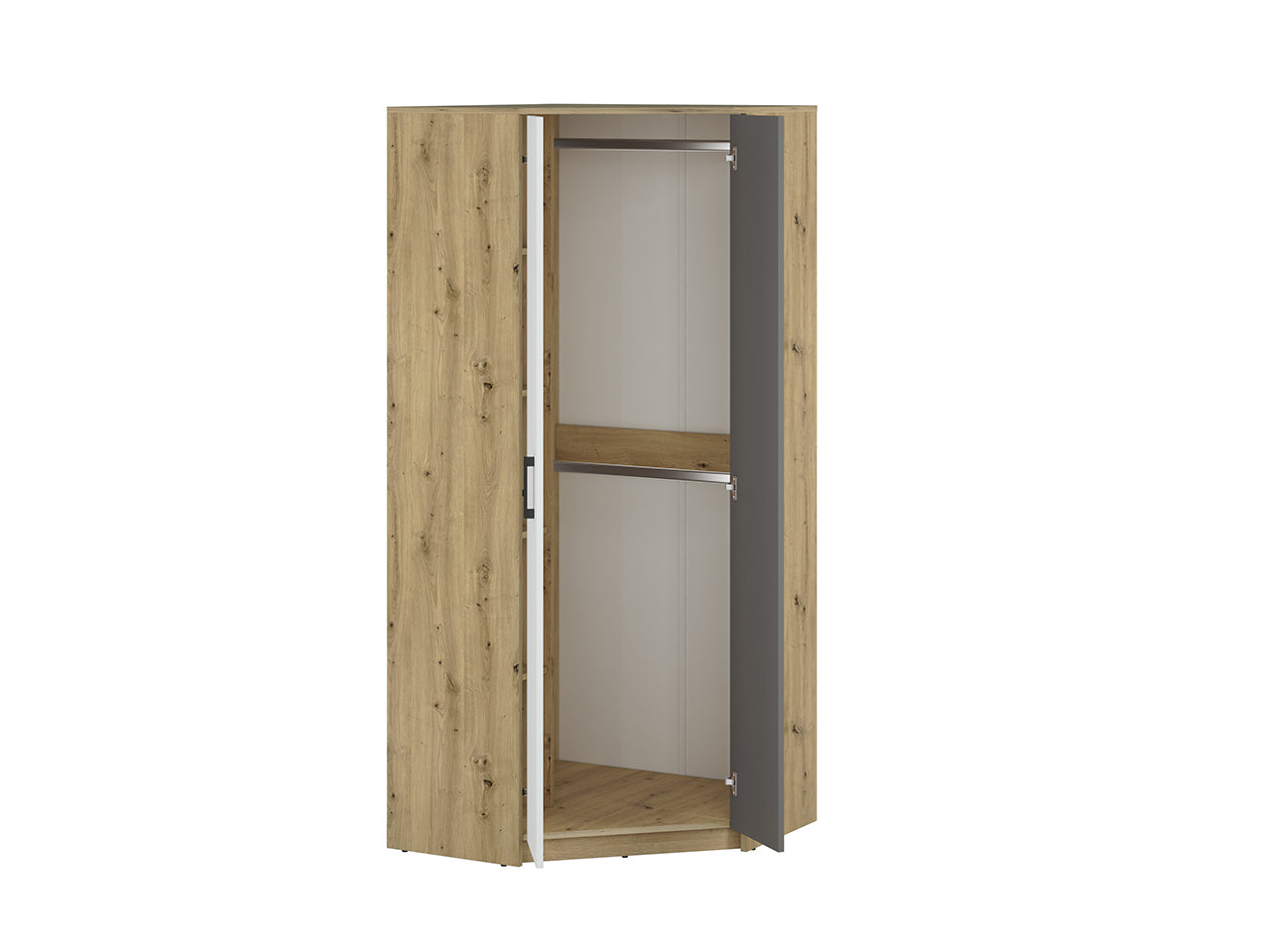 Armoire Moderne en Chêne Artisan et MDF Blanc + Anthracite avec Bordure ABS - Résistante à l'Humidité et aux Rayures, 191 cm - Decora Home