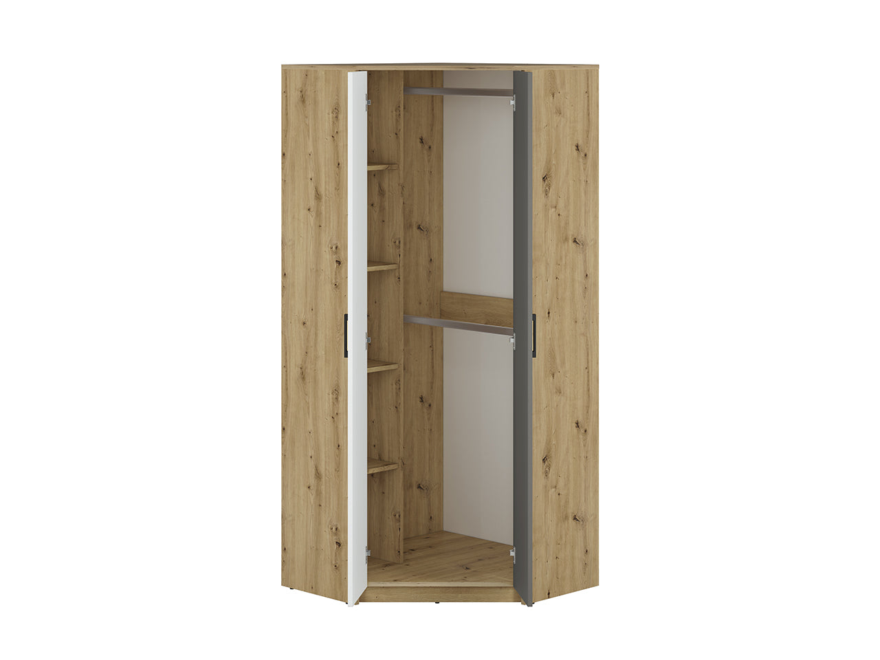Armoire Moderne en Chêne Artisan et MDF Blanc + Anthracite avec Bordure ABS - Résistante à l'Humidité et aux Rayures, 191 cm - Decora Home