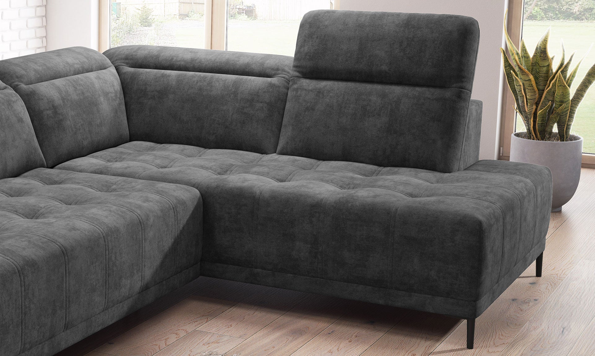 Canapé d'Angle Compact – Confort Personnalisé avec Appuis-tête réglables et profondeur d'assise modulable électriquement - Decora Home