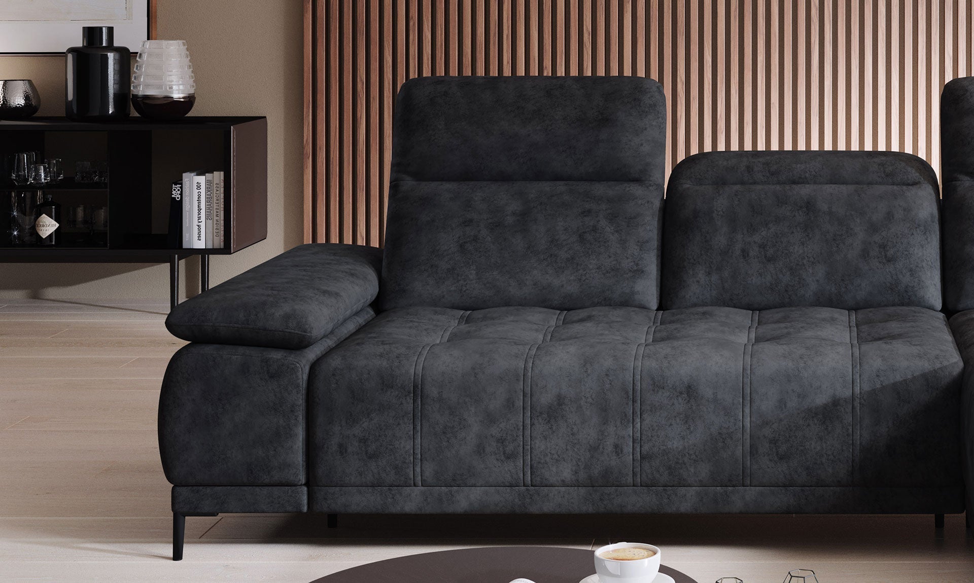 Canapé d'Angle Compact – Confort Personnalisé avec Appuis-tête réglables et profondeur d'assise modulable électriquement - Decora Home
