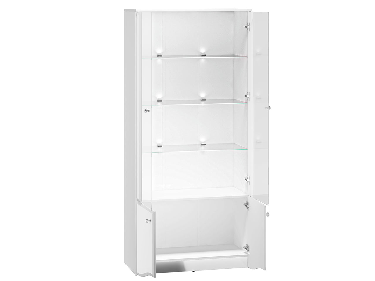 Vitrine de Rangement – Meuble Moderne Blanc Brillant avec Verre Trempé et Option Éclairage - Decora Home