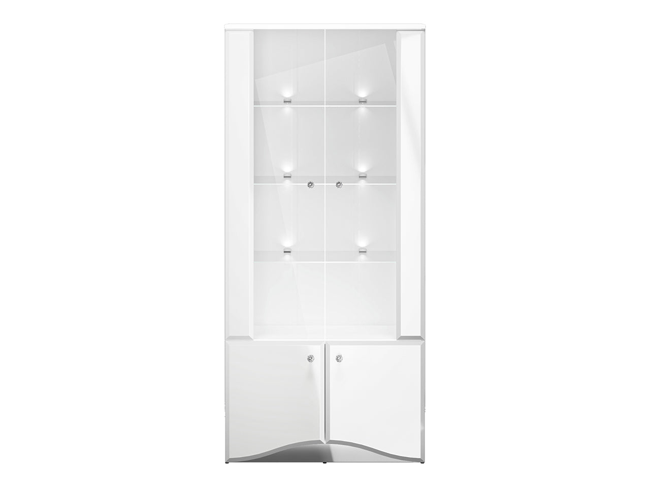 Vitrine de Rangement – Meuble Moderne Blanc Brillant avec Verre Trempé et Option Éclairage - Decora Home