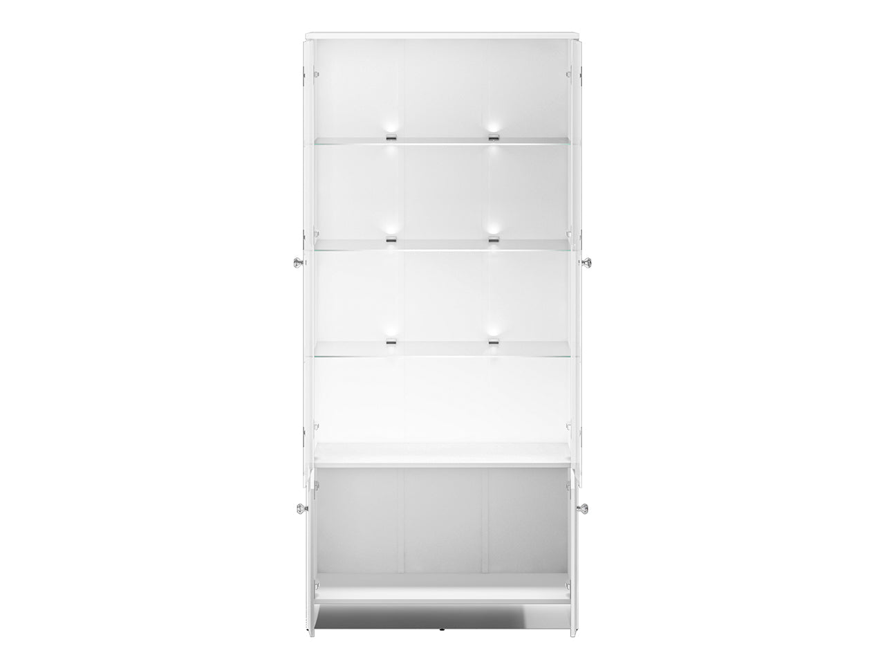 Vitrine de Rangement – Meuble Moderne Blanc Brillant avec Verre Trempé et Option Éclairage - Decora Home
