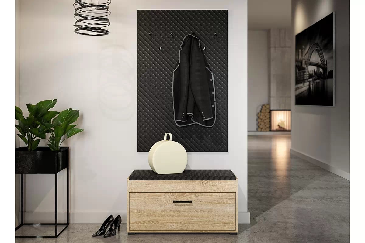 Cintre rembourré pour le hall en Finition Noire – Élégance Minimaliste - Decora Home