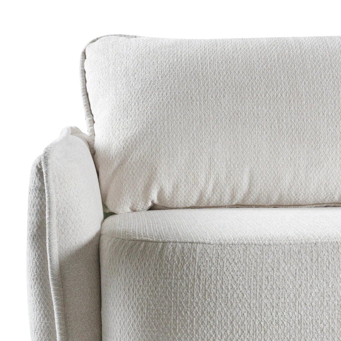 Canapé d’angle convertible écru avec fonction couchage et espace de rangement - Decora Home