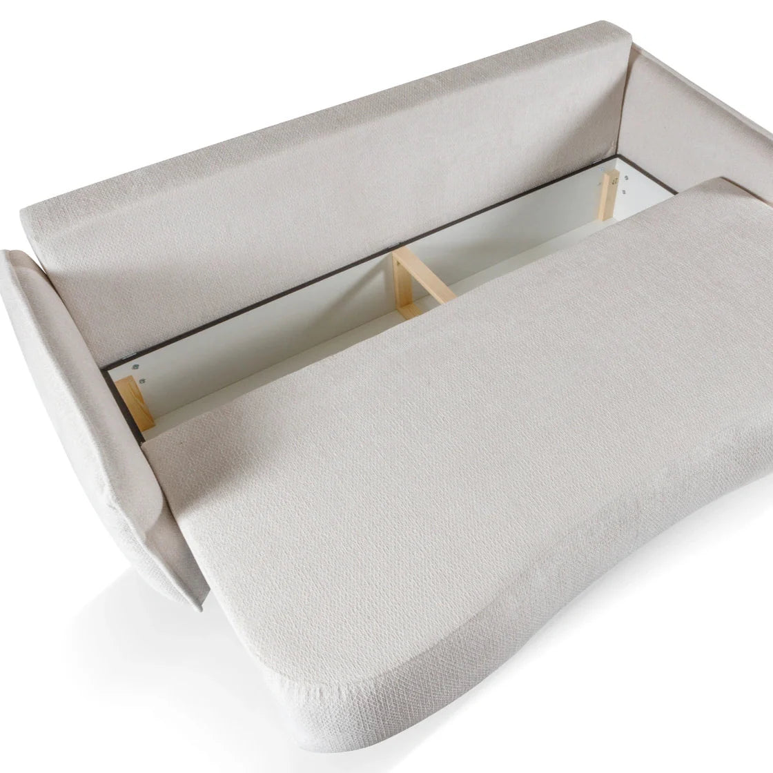 Canapé d’angle convertible écru avec fonction couchage et espace de rangement - Decora Home