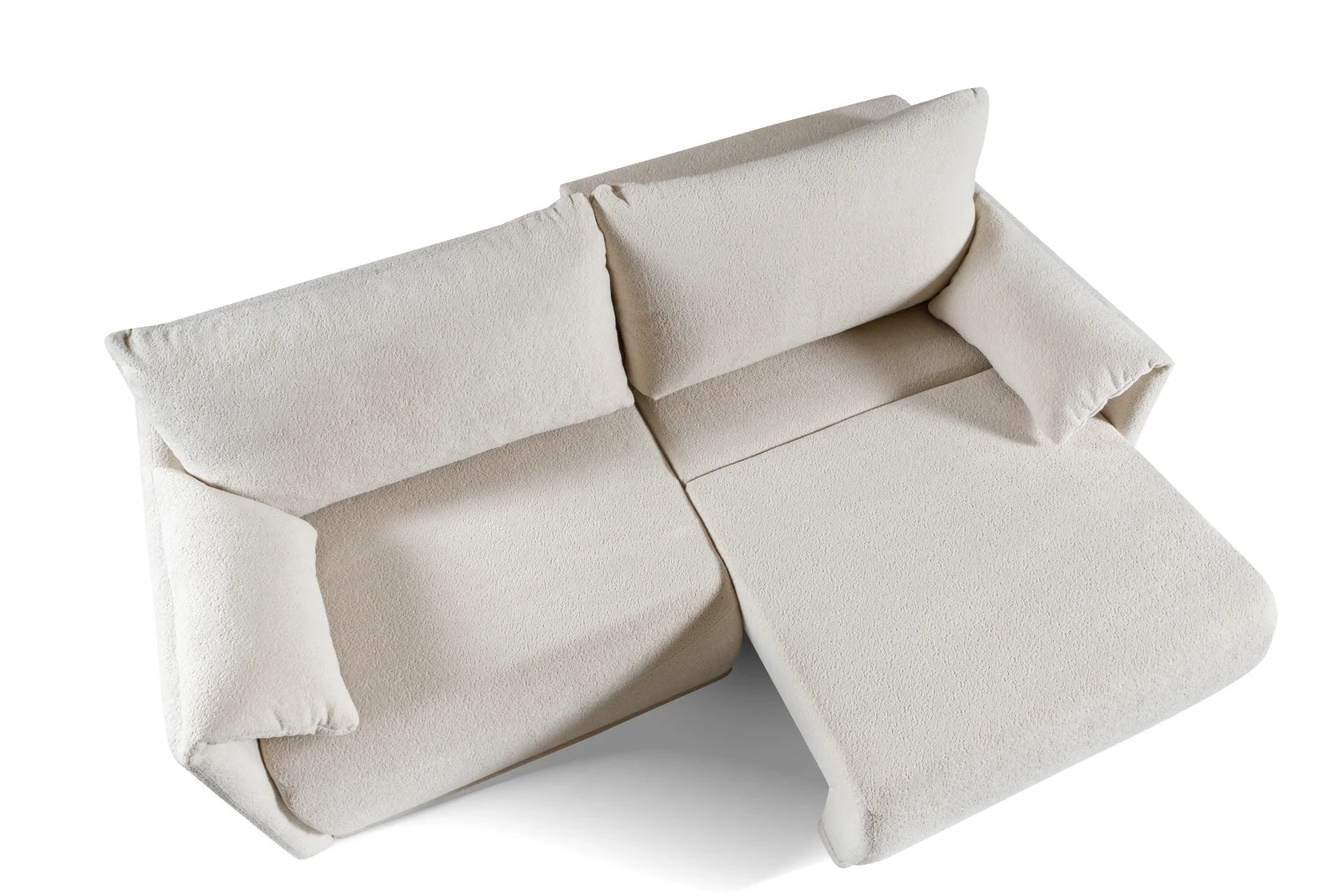 Canapé d’angle convertible écru avec couchage intégré design moderne - Decora Home