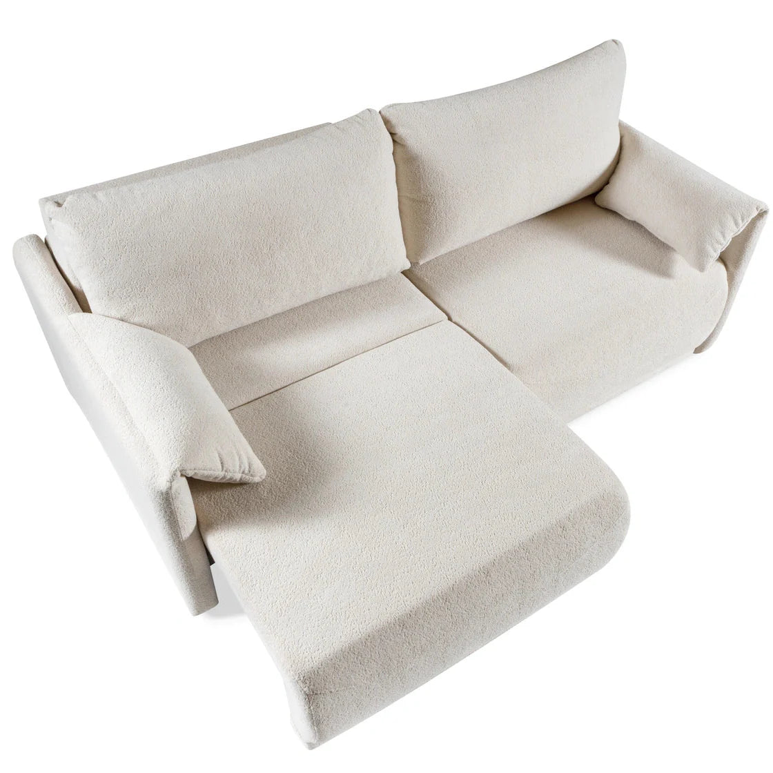 Canapé d’angle convertible écru avec couchage intégré design moderne - Decora Home