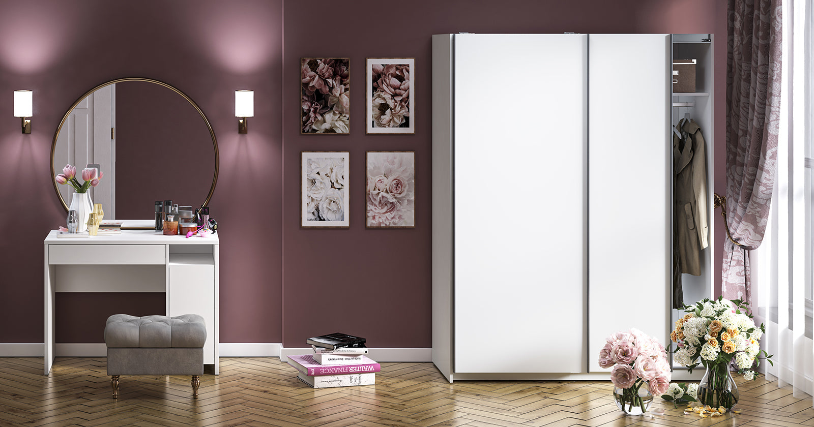 Armoire Blanche à Portes Coulissantes – Design Moderne et Rangement Optimisé - Decora Home