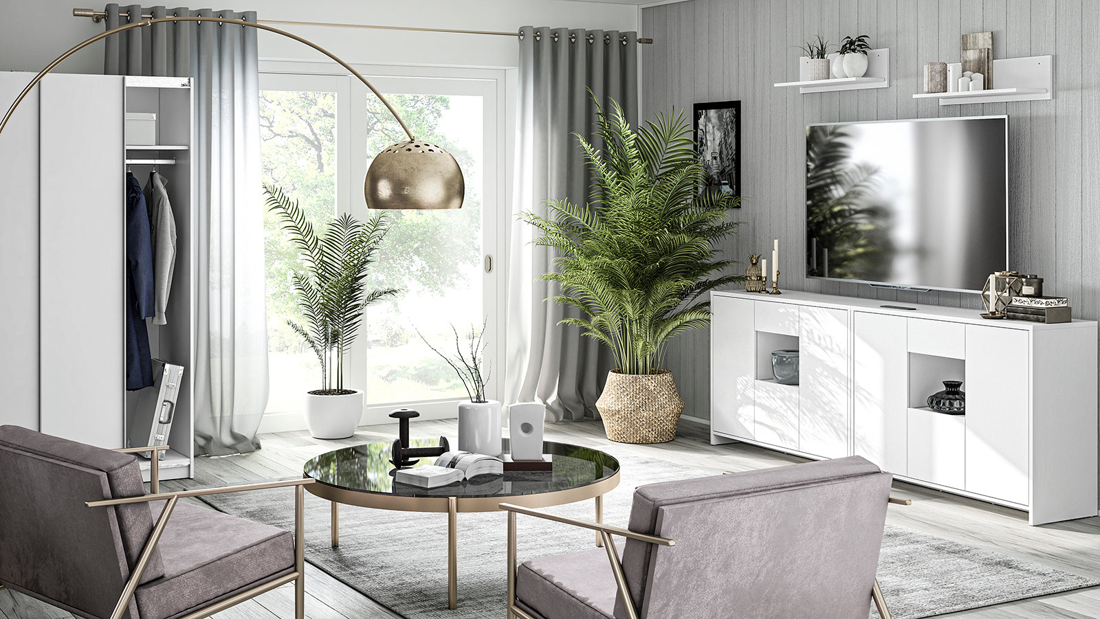 Armoire Blanche à Portes Coulissantes – Design Moderne et Rangement Optimisé - Decora Home
