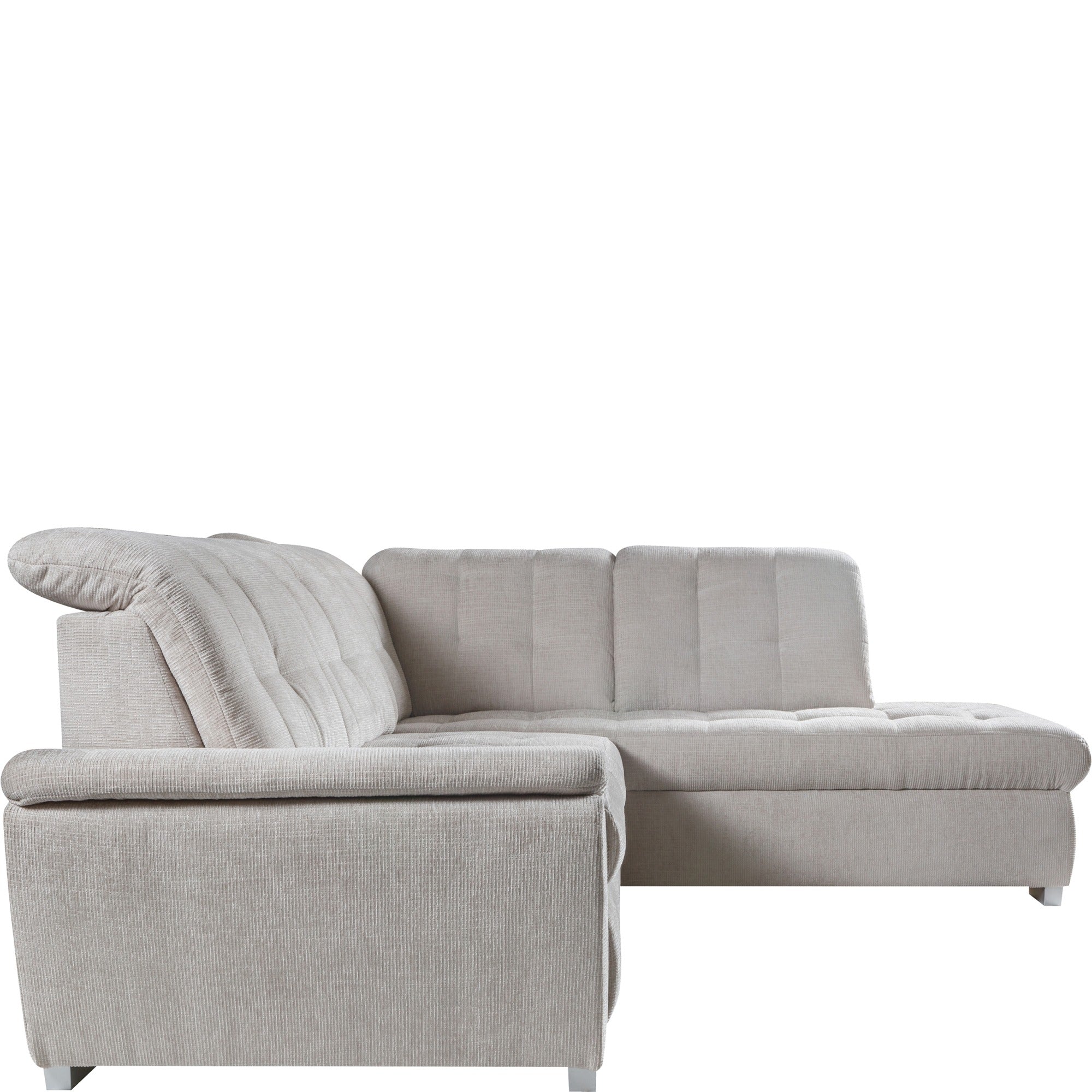 Canapé d’angle convertible en velours beige avec coffre et lit intégré - Decora Home