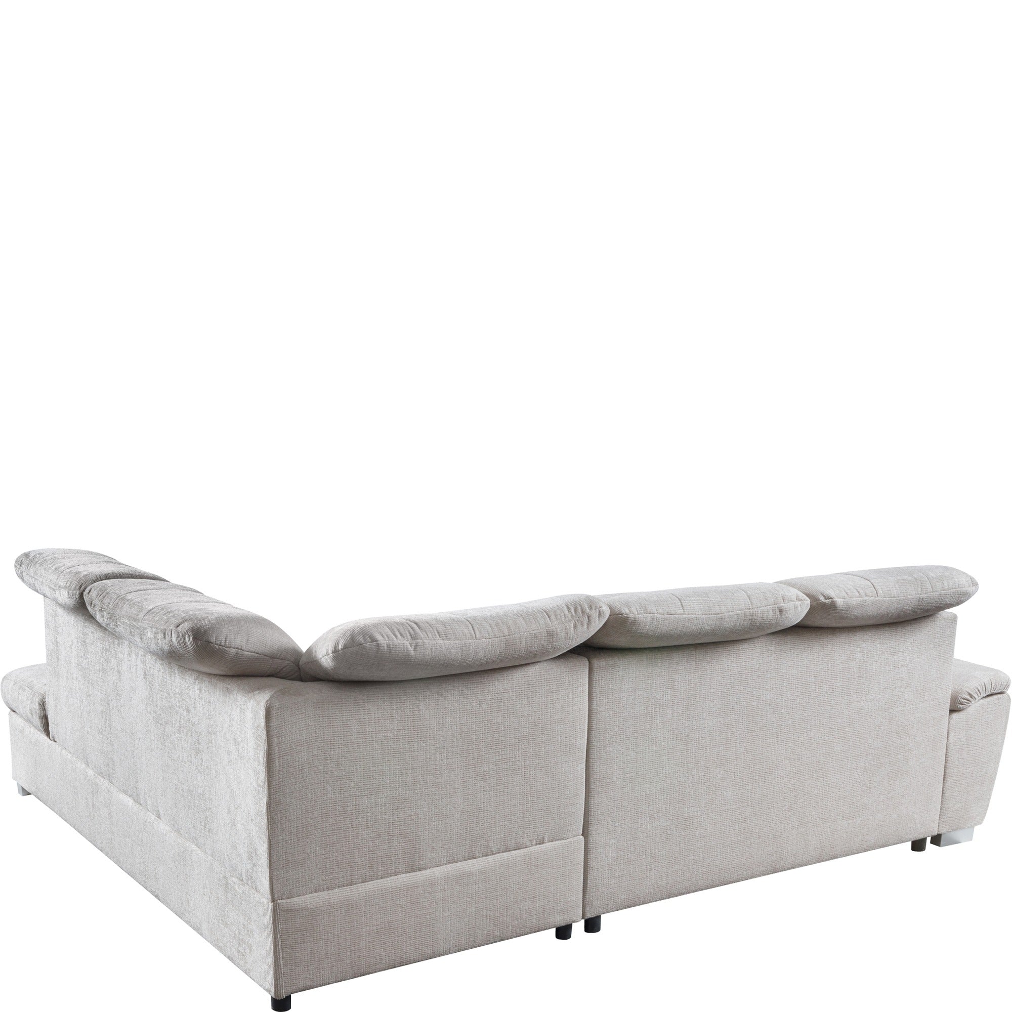 Canapé d’angle convertible en velours beige avec coffre et lit intégré - Decora Home