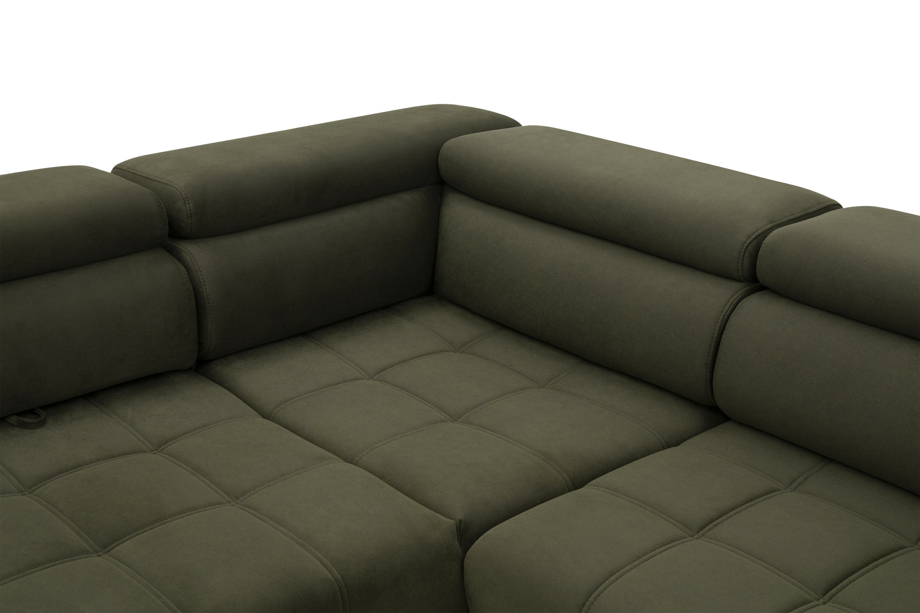 Canapé d’angle fonction couchage, rangement et chargeur téléphone à induction - Decora Home