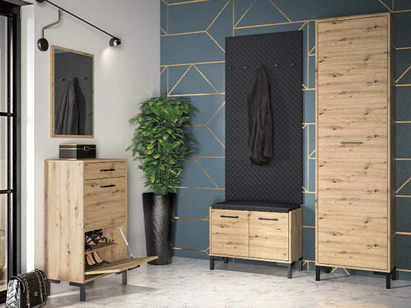 Meuble à Chaussures Compact – Finition Chêne Artisanal & Ouverture Totale des Tiroirs - Decora Home