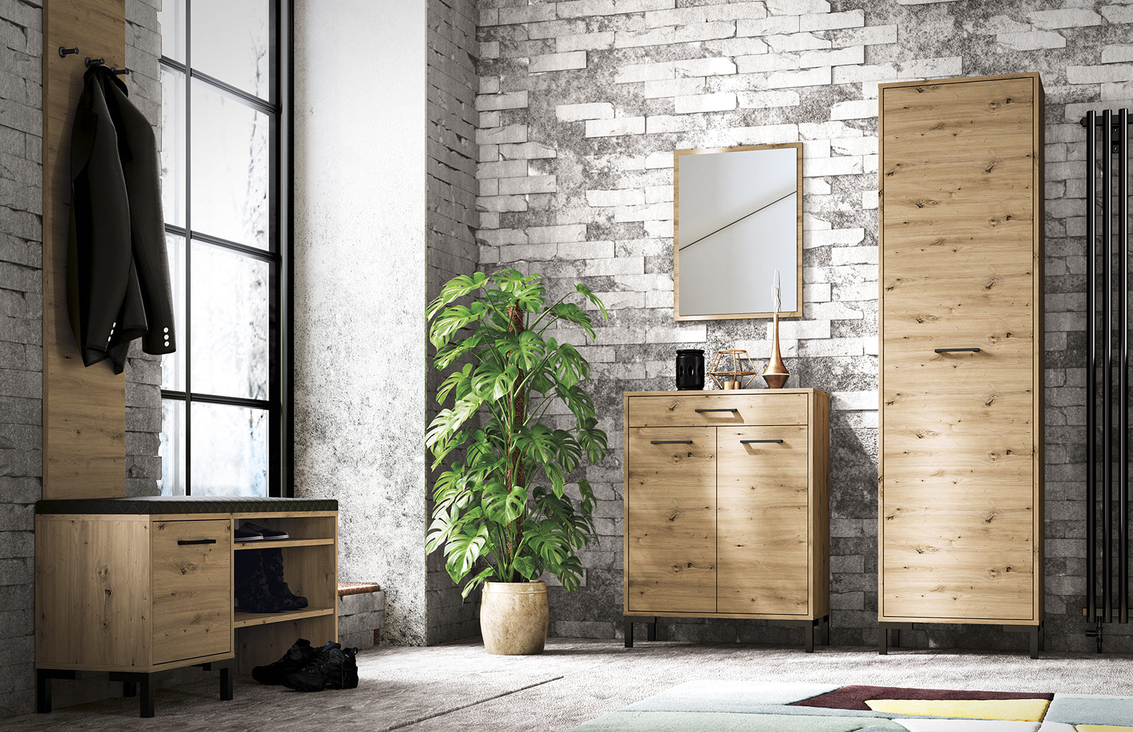Meuble à Chaussures en Chêne Artisanal avec Bordure ABS - Rangement Résistant et Élégant - Decora Home