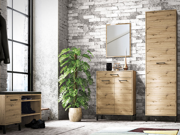 Meuble à Chaussures Compact – Finition Chêne Artisanal & Ouverture Totale des Tiroirs - Decora Home