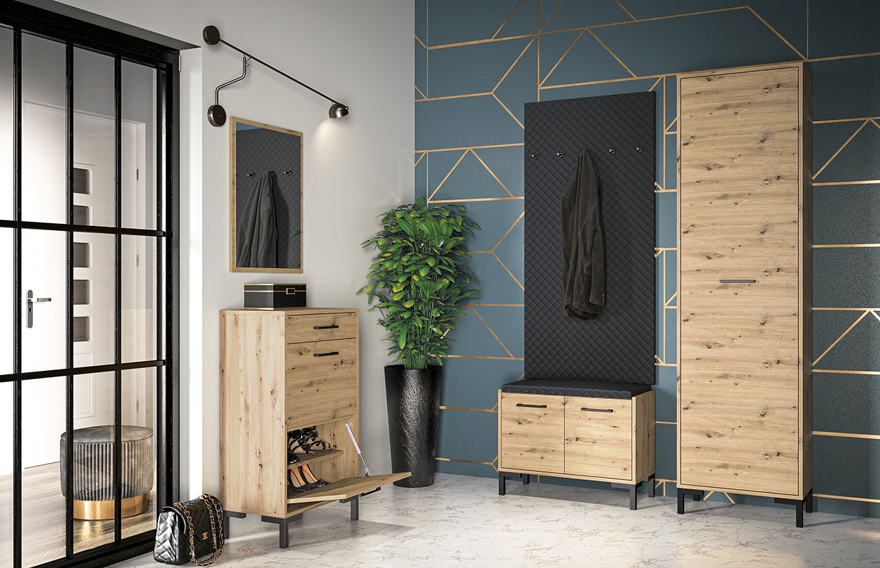 Meuble à Chaussures en Chêne Artisanal avec Bordure ABS - Rangement Résistant et Élégant - Decora Home