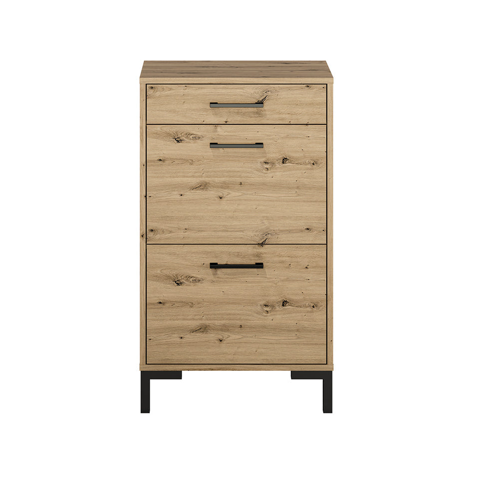 Meuble à Chaussures Compact – Finition Chêne Artisanal & Ouverture Totale des Tiroirs - Decora Home