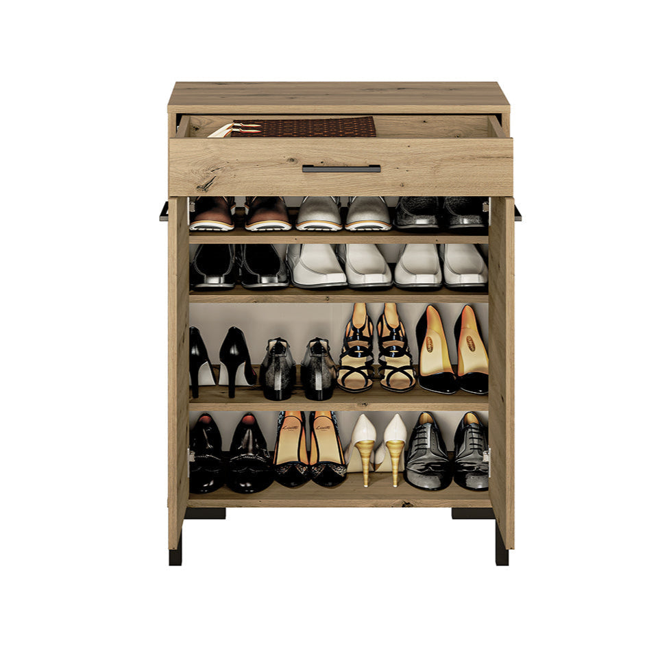 Meuble à Chaussures en Chêne Artisanal avec Bordure ABS - Rangement Pratique et Élégant - Decora Home