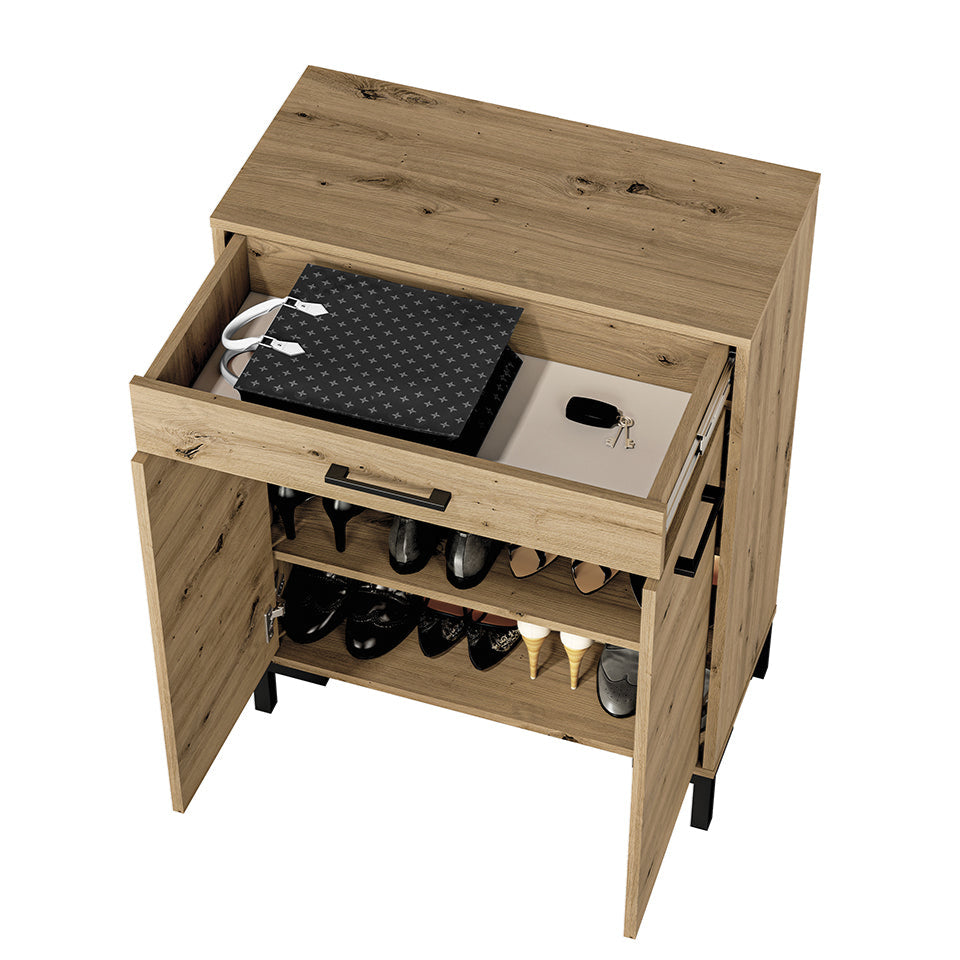 Meuble à Chaussures en Chêne Artisanal avec Bordure ABS - Rangement Pratique et Élégant - Decora Home