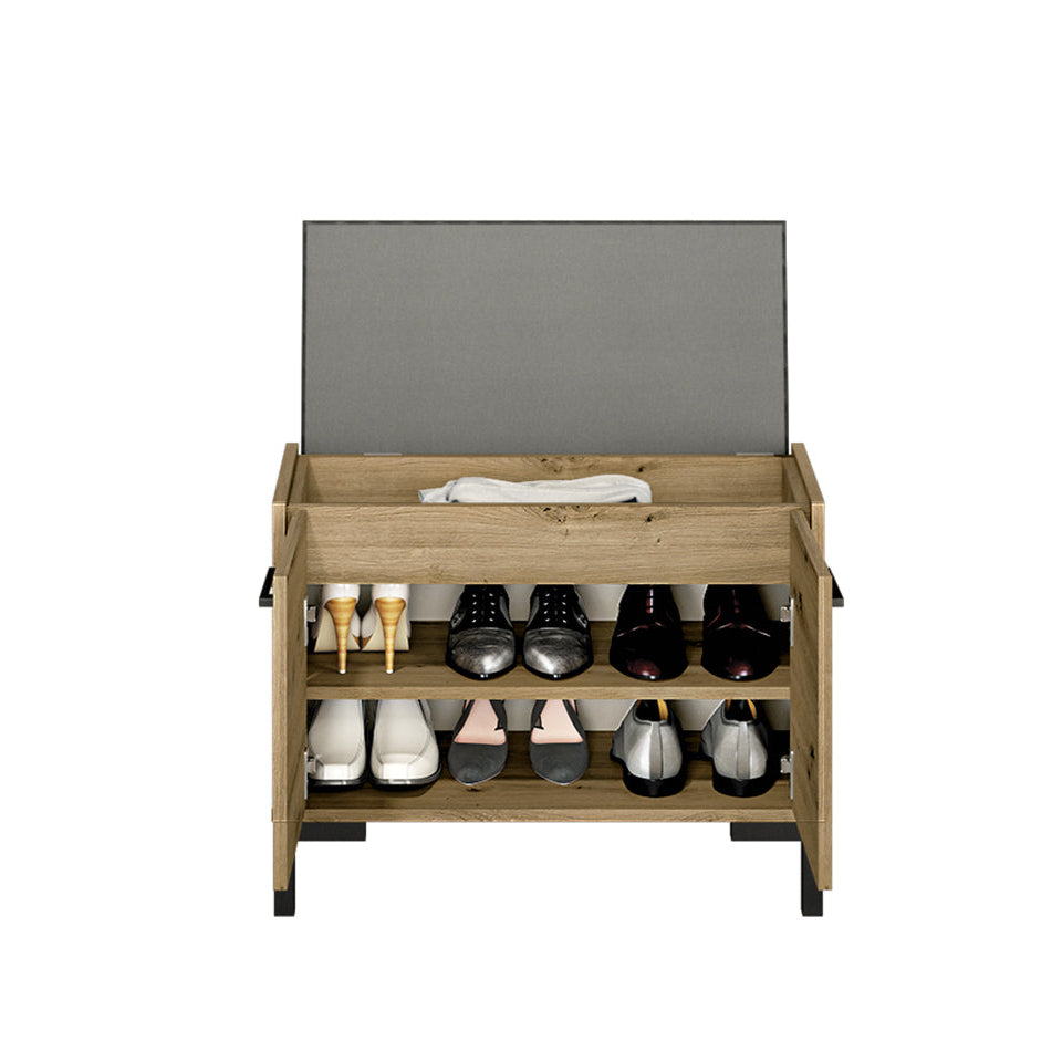 Meuble à Chaussures en Chêne Artisanal avec Bordure ABS - Rangement Résistant et Élégant - Decora Home