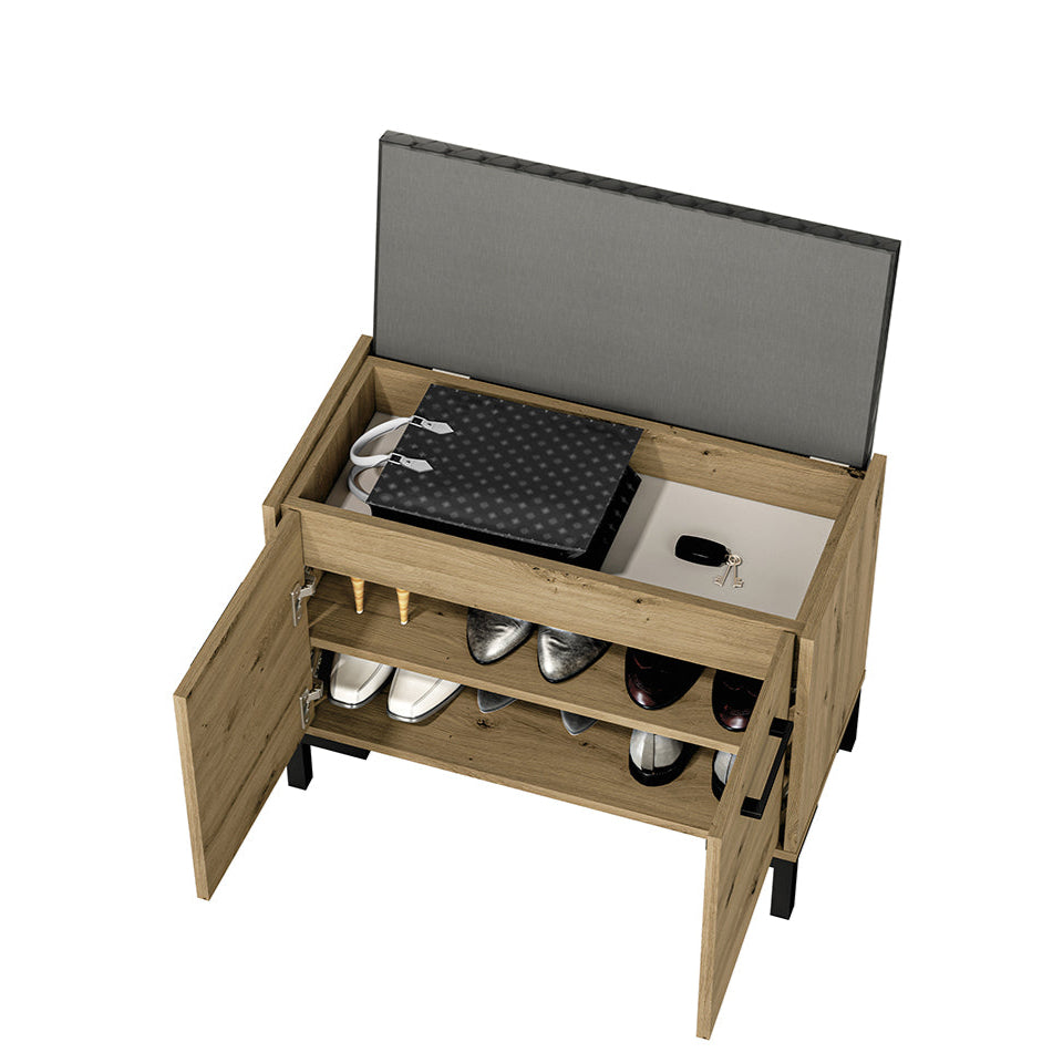 Meuble à Chaussures en Chêne Artisanal avec Bordure ABS - Rangement Résistant et Élégant - Decora Home
