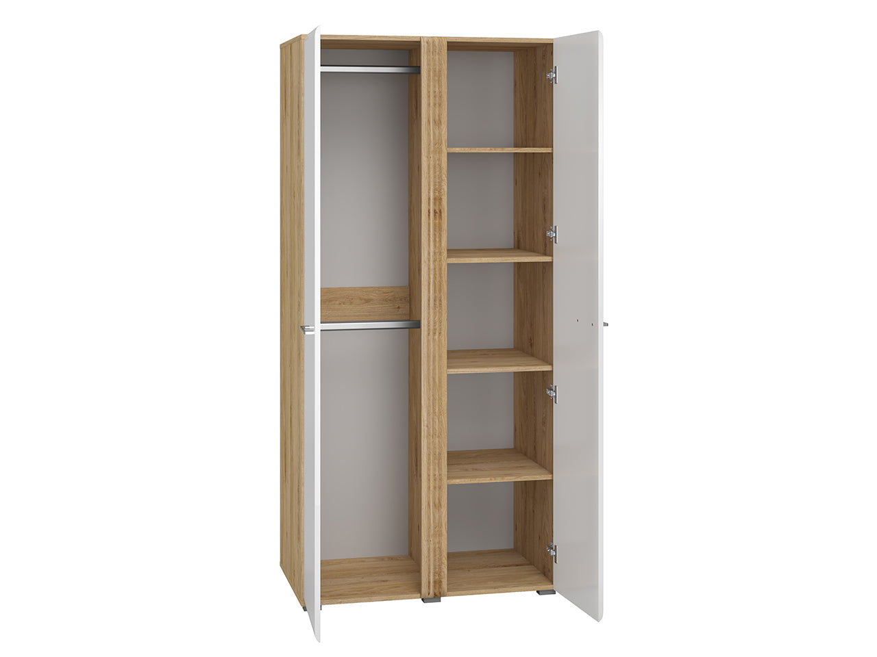 Armoire Moderne en Chêne Castello et MDF Blanc Brillant – Durabilité et Élégance avec Bordure ABS - Decora Home