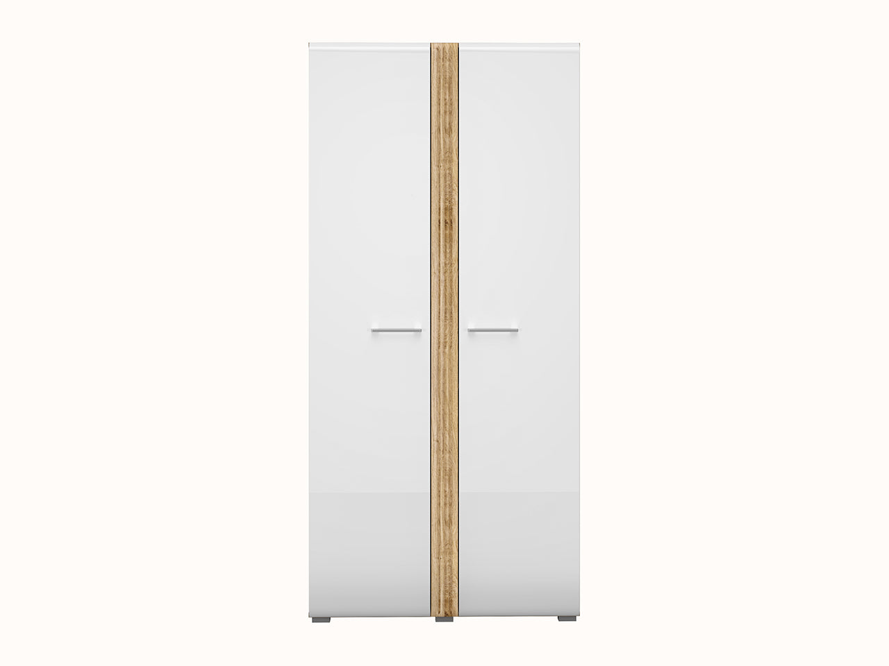 Armoire Moderne en Chêne Castello et MDF Blanc Brillant – Durabilité et Élégance avec Bordure ABS - Decora Home