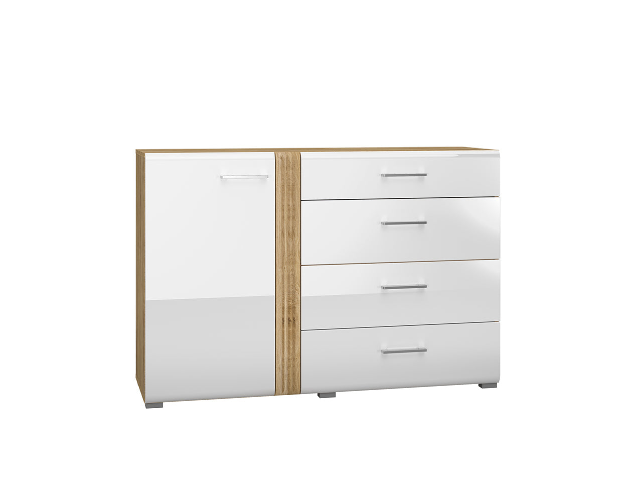 Commode, Buffet, Buffet moderne Chêne Castello & Blanc Brillant – Élégance et praticité réunies - Decora Home