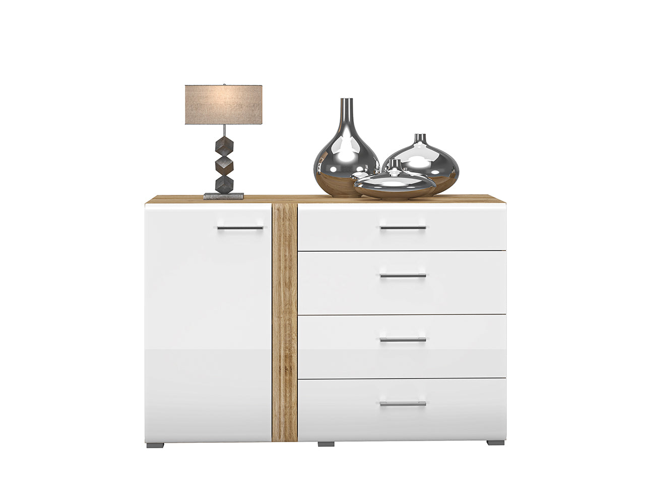 Commode, Buffet, Buffet moderne Chêne Castello & Blanc Brillant – Élégance et praticité réunies - Decora Home