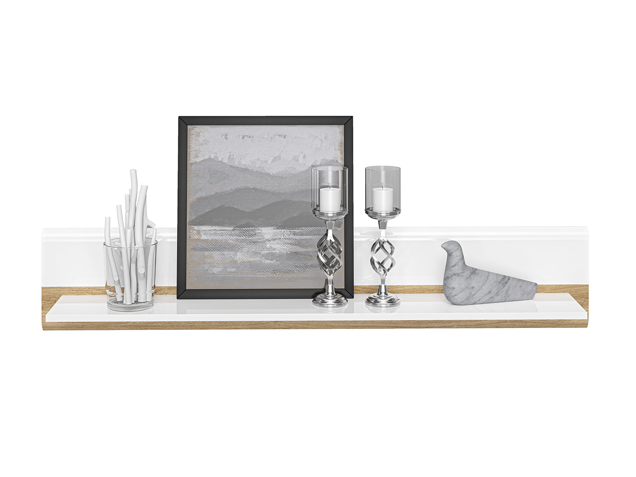 Étagère Murale Contemporaine en Chêne Castello et MDF Blanc Brillant - Decora Home