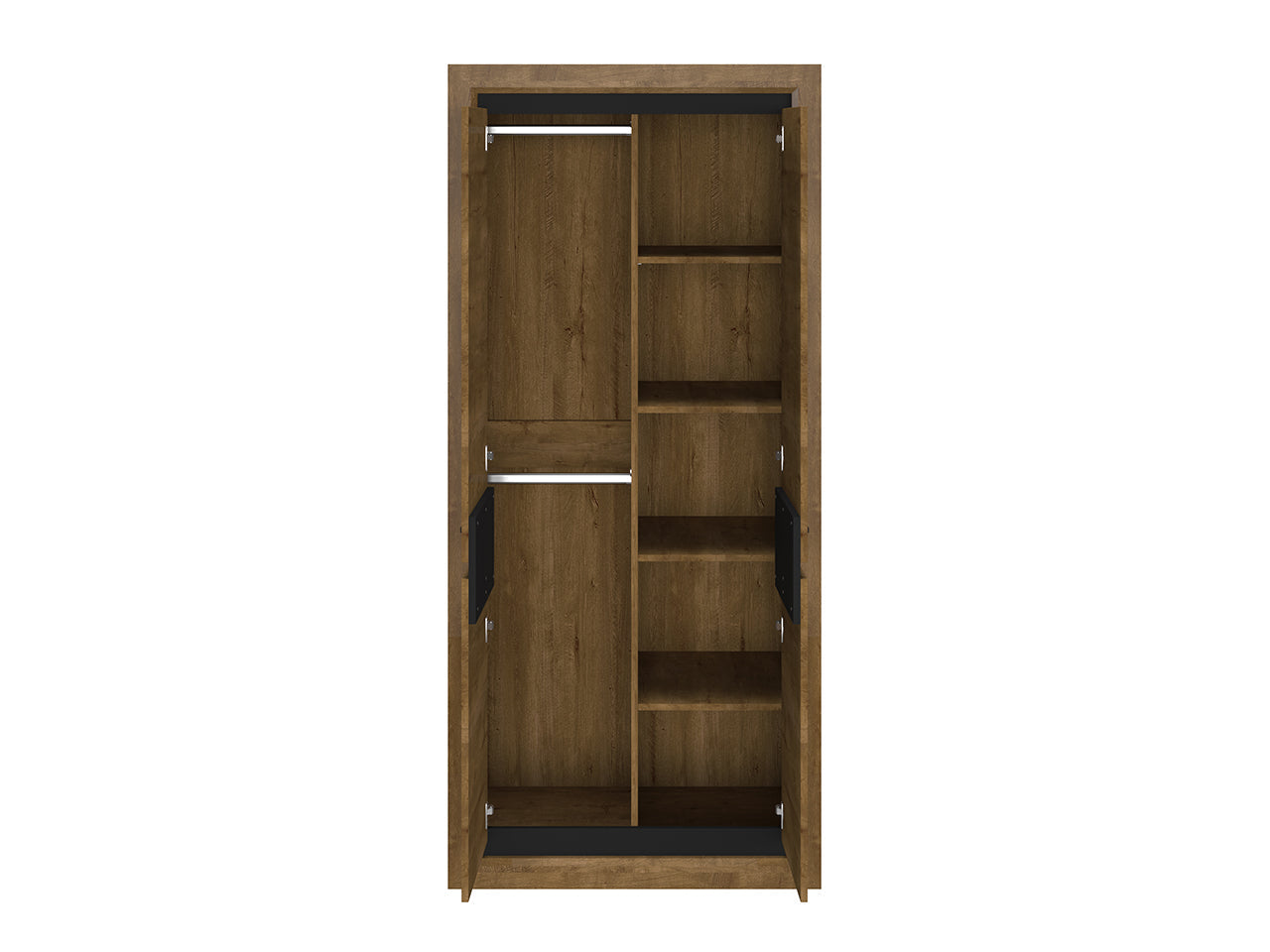 Garde-Robe Moderne en Chêne de Lefkas et Noir – Pratique, Durable et Élégant avec Bordure ABS - Decora Home