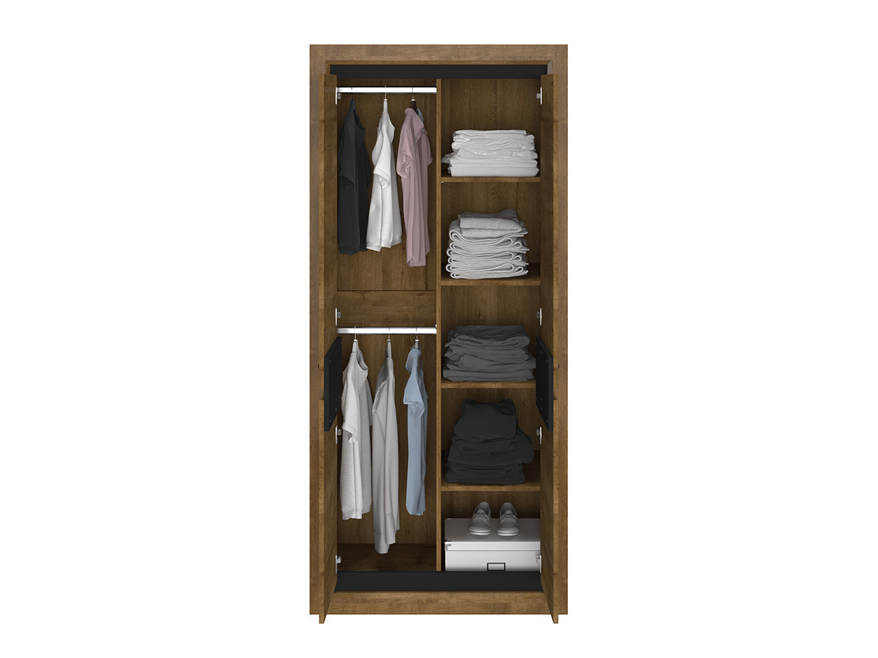 Garde-Robe Moderne en Chêne de Lefkas et Noir – Pratique, Durable et Élégant avec Bordure ABS - Decora Home